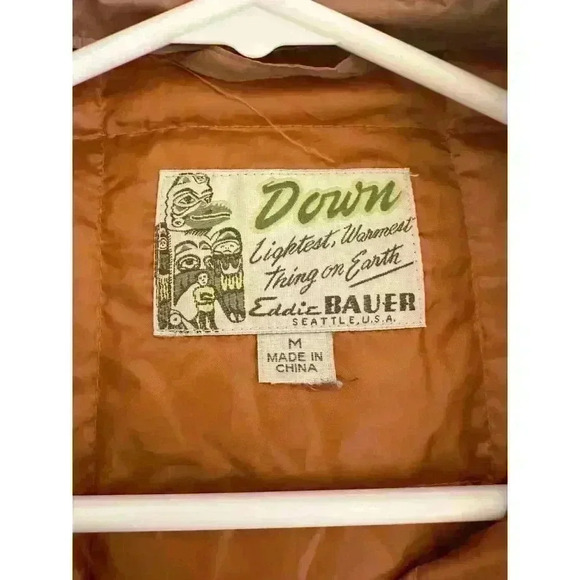 Eddie Bauer Jacket Womens Sz M Brown EB550 Goose Down Quilted Crop Puffer - Picture 5 of 16